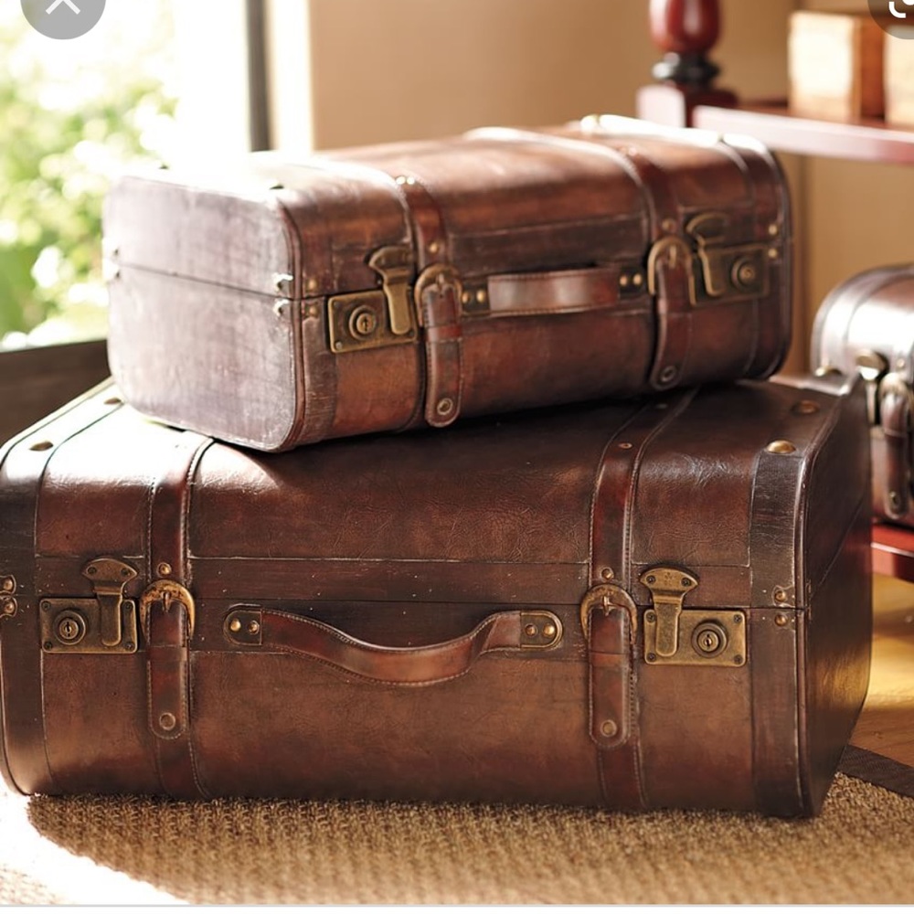 Pottery Barn vintage trunks pair
